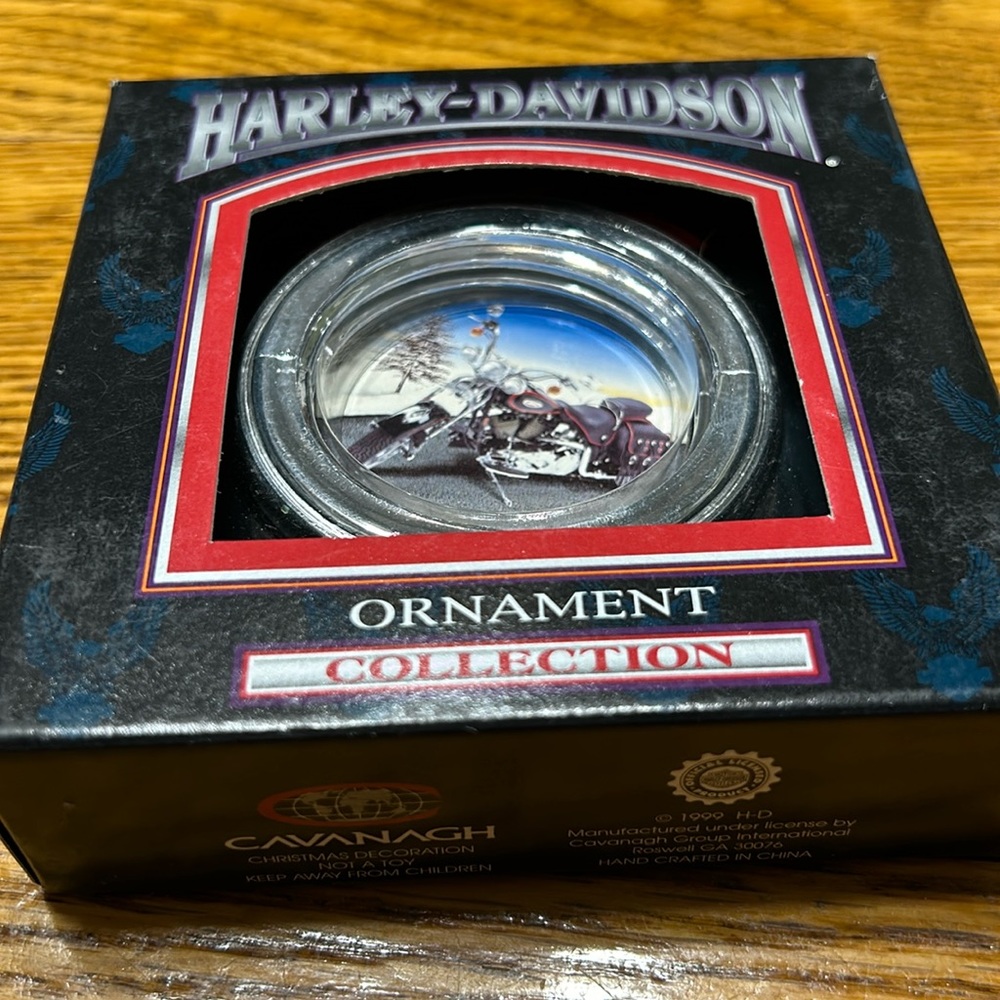 Harley Davidson gas cap/Road King ornament.  Cavanagh collab with H-D from 1999.